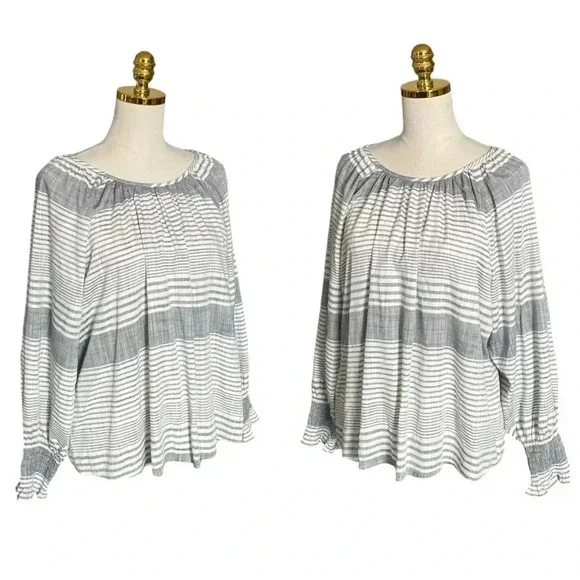 TOMMY BAHAMA | Lucia Grey and White Striped Top Size S - Picture 4 of 9